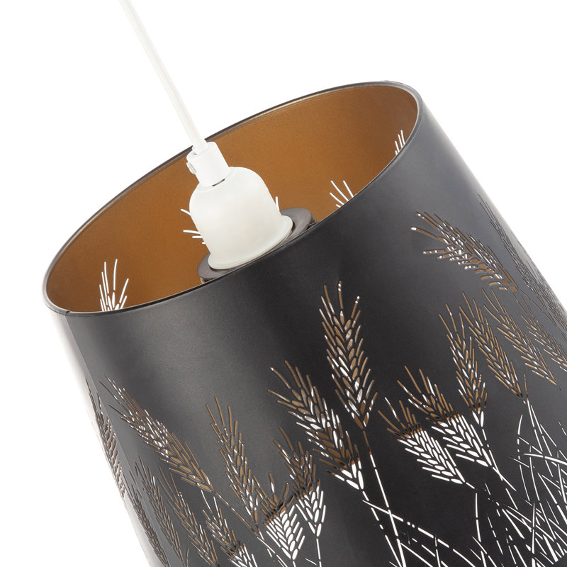 20cm H Metal Drum Pendant Shade ( No Direct Attachment Method ) in Black