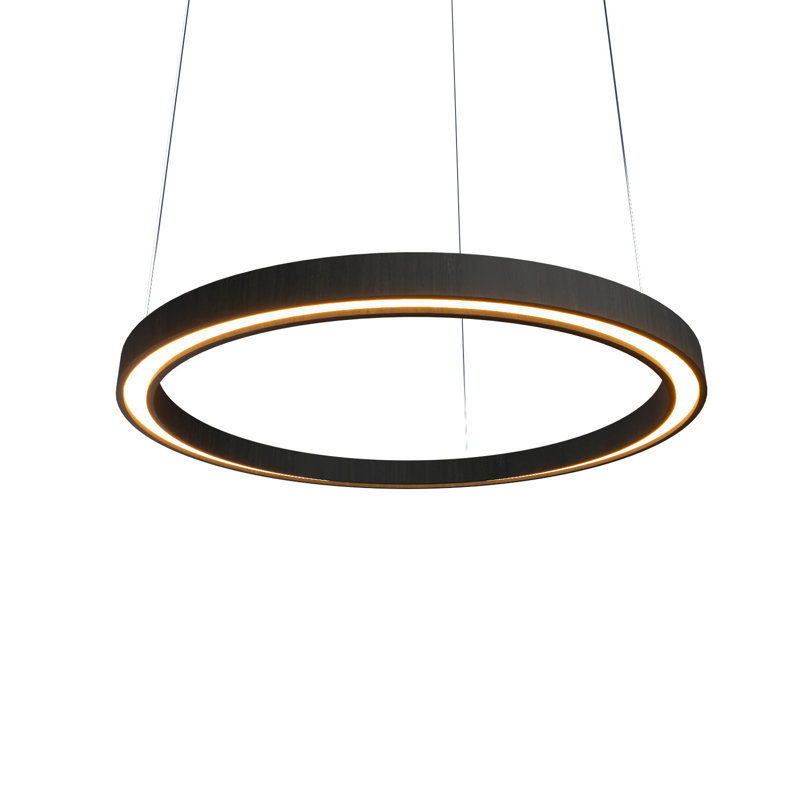 Lustre tambour unique à 1 lumière DEL, Gris anthracite, H 1,57 po x l 27,56 po x P 27,56 po