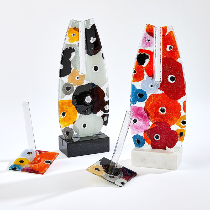 Fused Floral Handmade Glass Table Vase