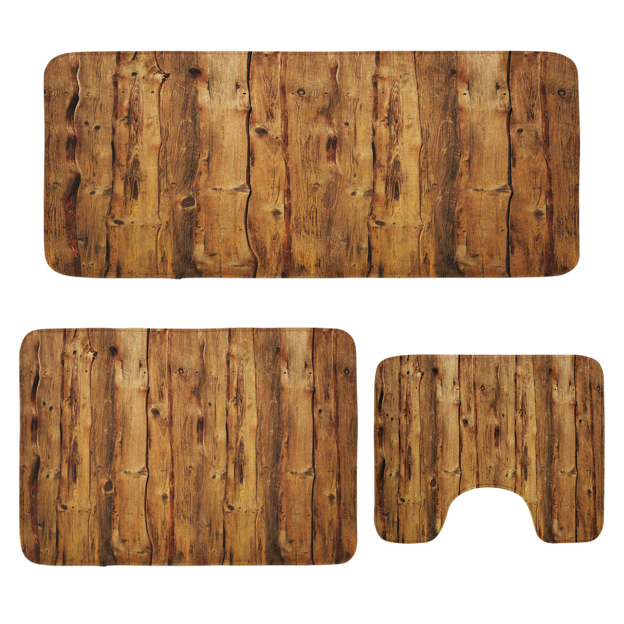 East Urban Home Timber Bathroom Rug Set 3 Pieces U-Shape & Rectangle ...