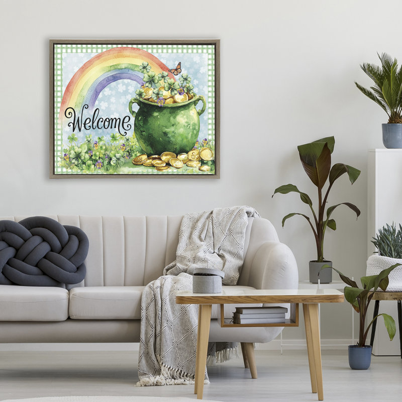 " Welcome Rainbow Pot Of Gold " Graphic Art Print, 25 x 31