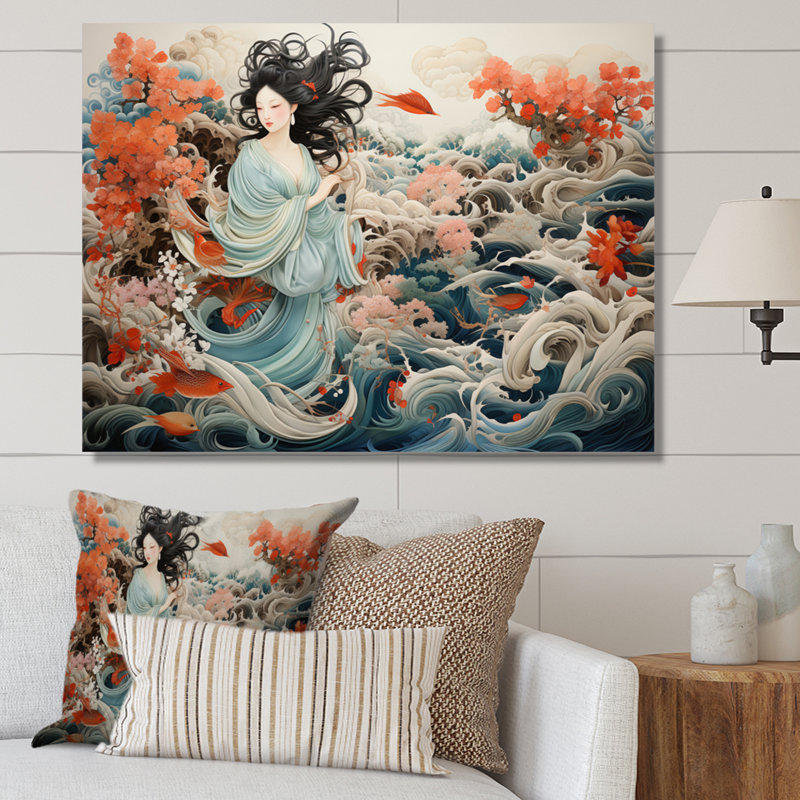 China Art Silk Embroidery - China Art Framed Canvas Print, 34" H x 44" W x 1.5" D, Wrapped Canvas