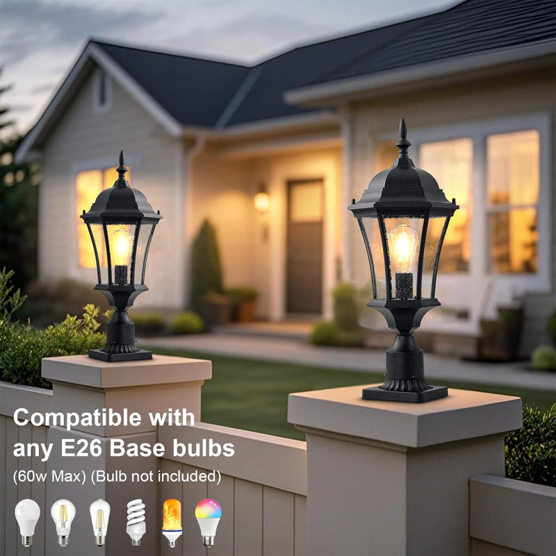 Lampadaire d'extérieur 24 po en aluminium avec base ajustable 3 po pour poteau
