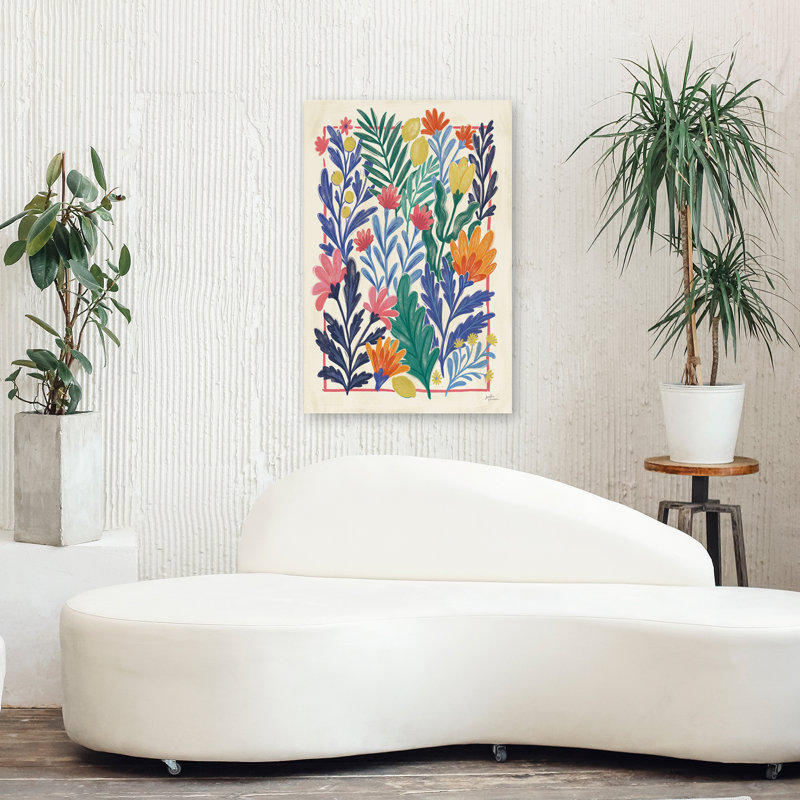 «Chypre III», art floral d'agrumes bleu baies, H 36 po x l 24 po