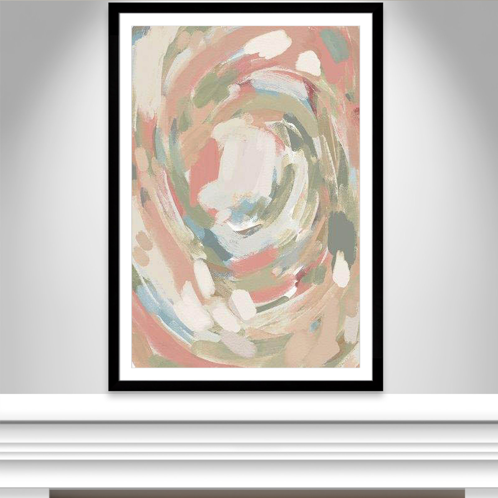 Carmelo Abstract Energy Spring Colors Framed On Paper by Leah Straatsma Print, Black Cube Frame Matted