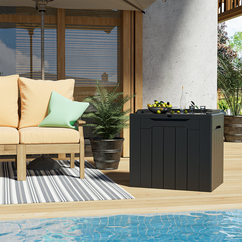Devoko 32 Gallon Water Resistant Lockable Deck Box With Seat