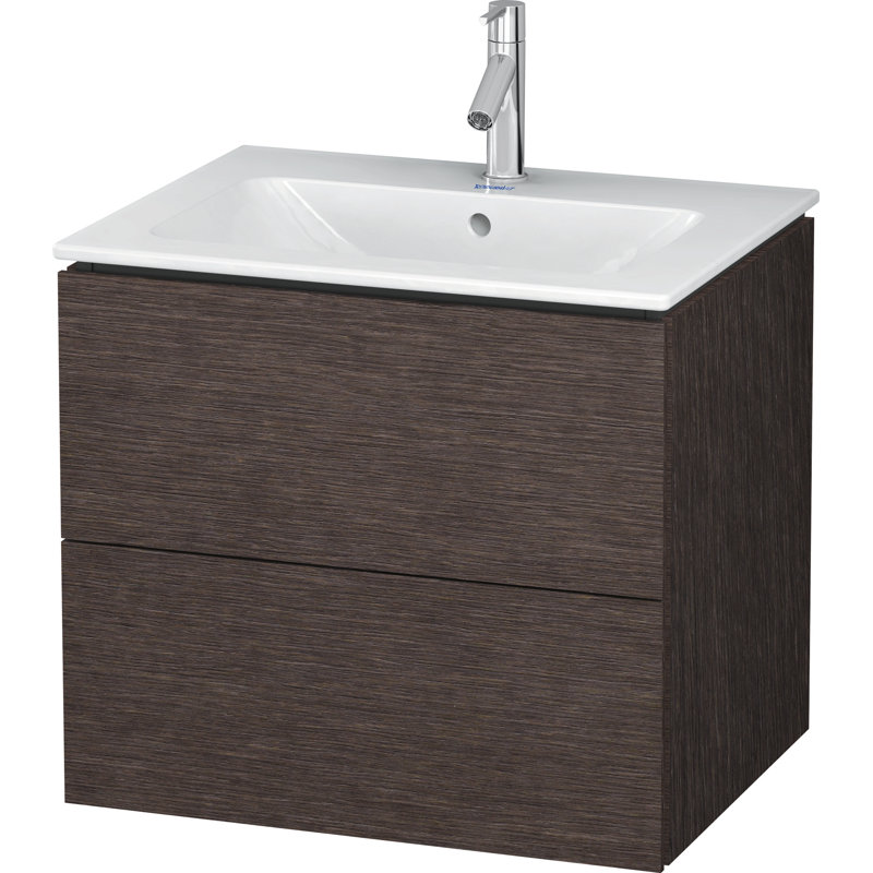 24.38'' Wall Mounted Single Bathroom Vanity Base Only, Brushed Dark Oak