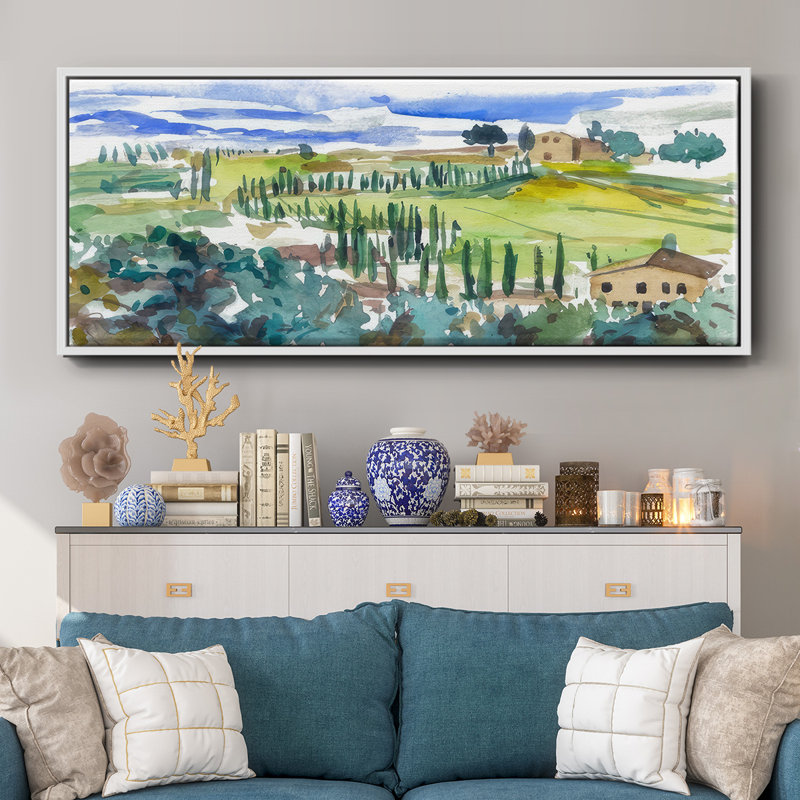 Pastel Hills II - reproduction à cadre flottant, Blanc, H 24 po x l 60 po x P 1,5 po