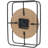 Metal Open Frame Geometric Decorative Black Clock with Grid Patterned Clockface