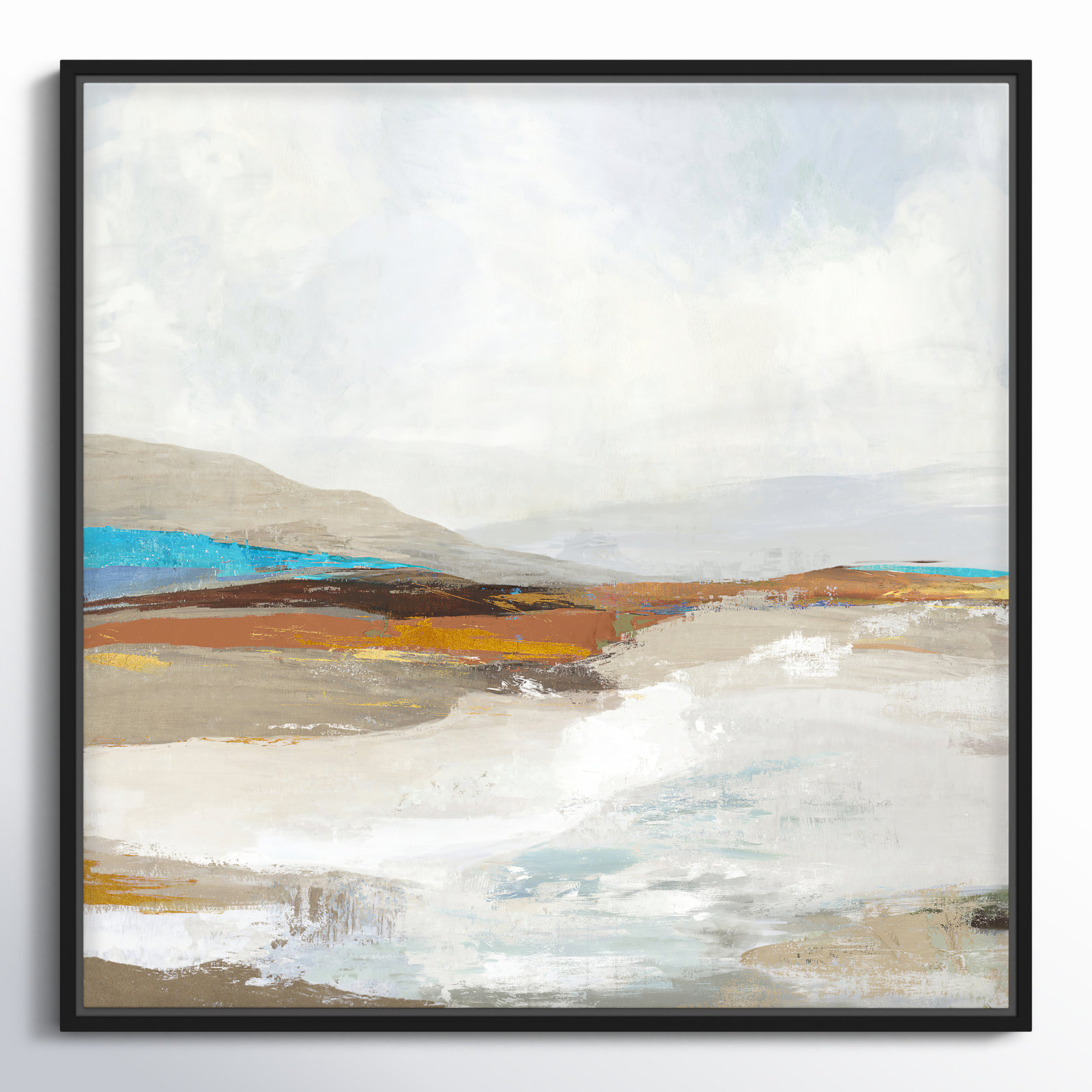 Middlebury "Soft Sea I" Print by Allison Pearce, Black Framed, 25.5" H x 25.5" W