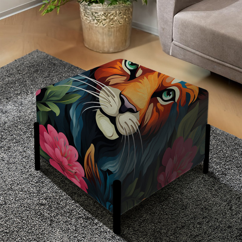 Lion éclectique Extravaganza - Repose-pieds éclectique carré