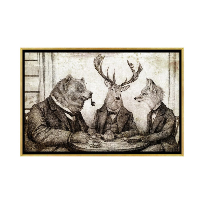 Teatime II - impression d'art mural, H 18 po x l 26 po, Reproduction encadrée sans passe-partout, Doré