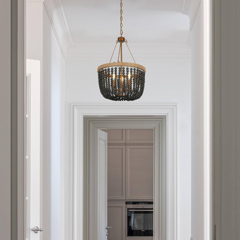 Boho Rustic 3-Light Black Bead Pendant Lighting