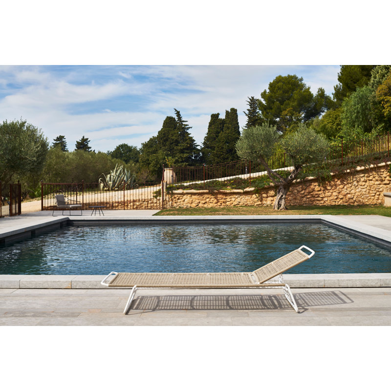 Chaise longue avec coussins Sandur Sun, Toile brique, Corde argile / structure blanche