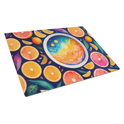 Colorful Oranges Glass Cutting Board Large