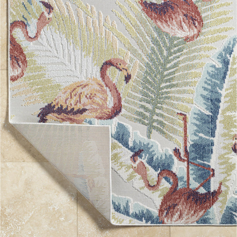 Tapis extérieur ardoise et crème Anandi, Rectangle 7 pi 10 po x 10 pi