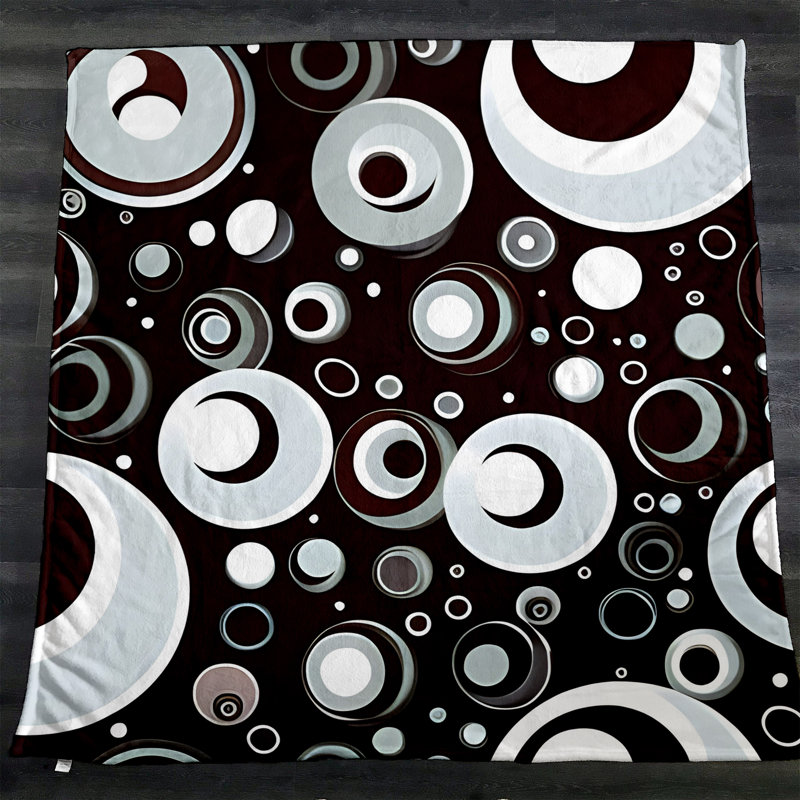 Throw Blanket, 51" W x 60" L, Abstract/Polka Dot, Black/Blue