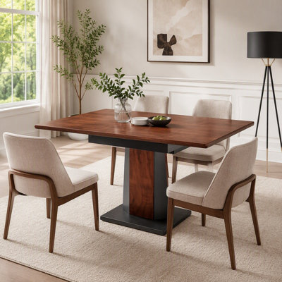 Modern Dining Table with Dark Walnut Marble MDF
