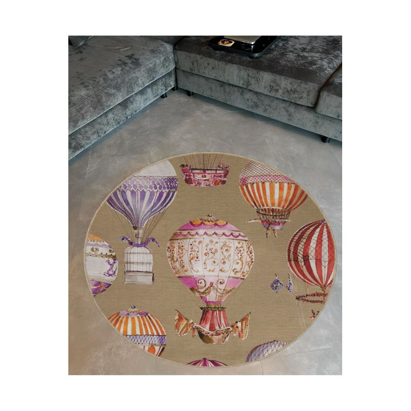 Tapis rond rond multicolore lavable à la machine, Sous-tapis rond 3 pi 3 po inclus