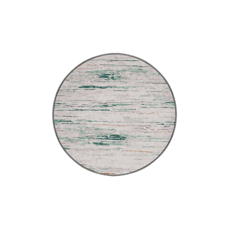 Machine Washable Gray Area Rug, Round 4'
