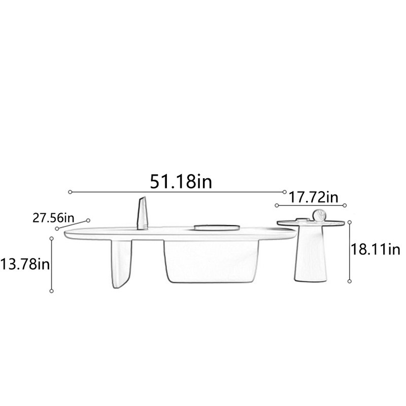 New style creative multi-functional tea table, White/Khaki