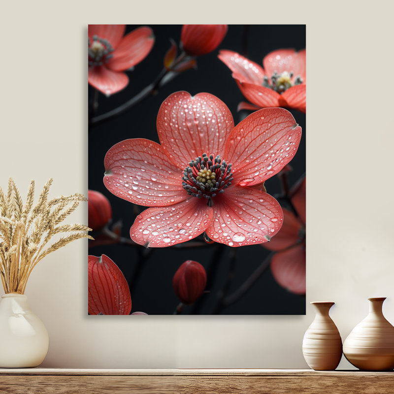 Reproduction d'art mural Dogwood II, Métal métal, H 40 po x l 30 po x P 1,5 po