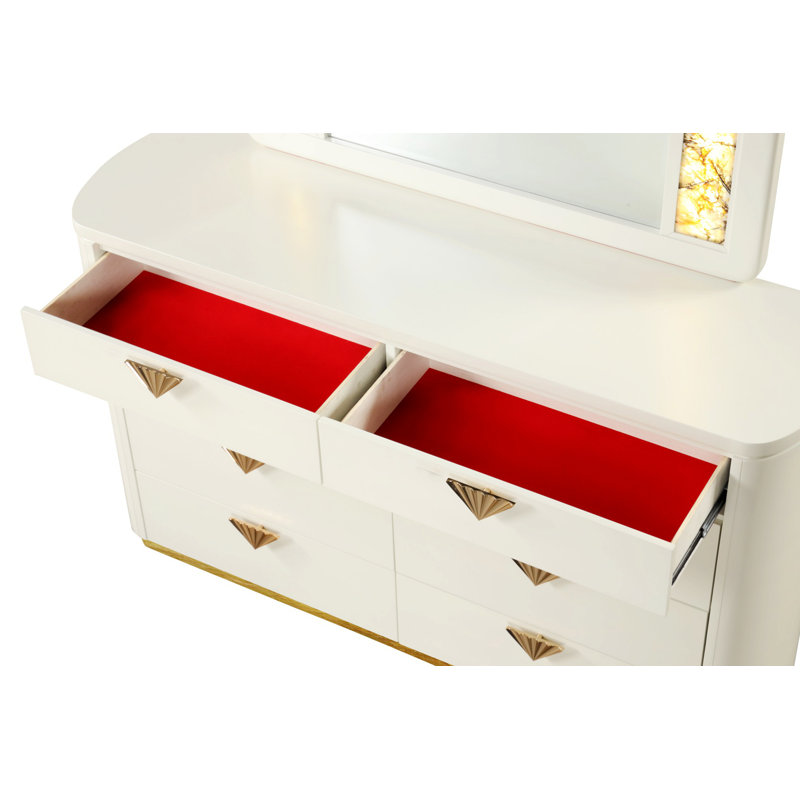 Commode de chambre à coucher horizontale, commode 8 tiroirs de style moderne