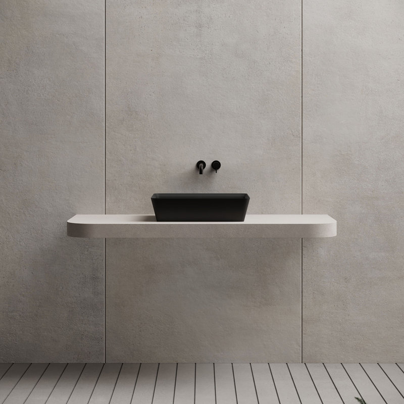 Monblari 20" X 14" Rectangle Solid Surface Matte Black Vessel Sink, Matte Black