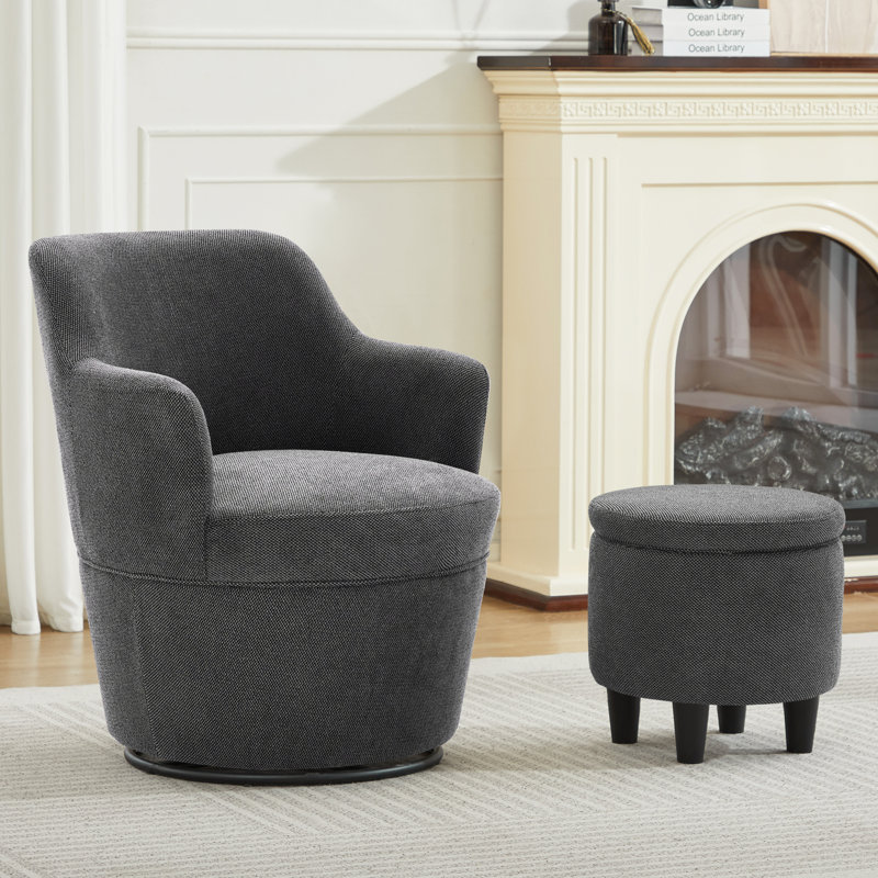 Fauteuil demi-tonneau pivotant avec rangement 360 °, Gris foncé