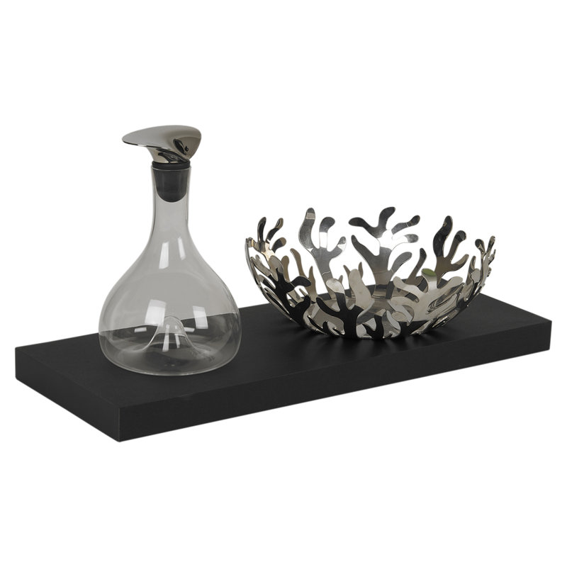 3 Piece Floating Shelf, Black, 4cm H x 60cm W x 23.5cm D