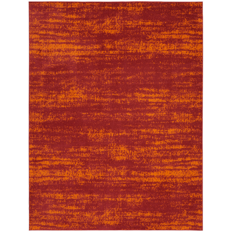 Pentworth Machine Woven Chenille Indoor/Outdoor Area Rug in Red