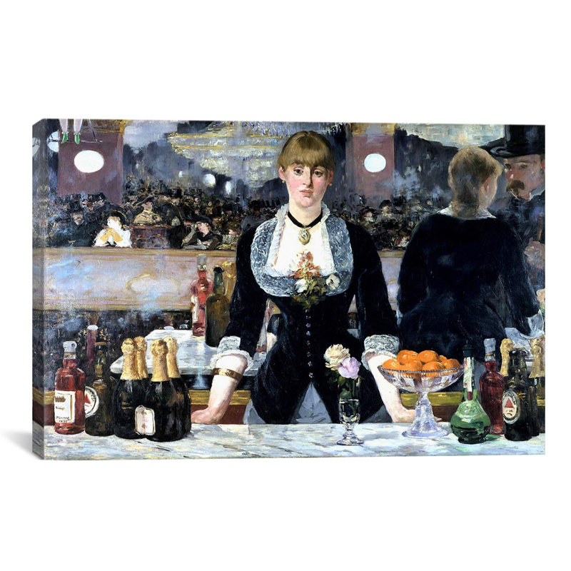 Reproduction d'art sur toile, "Bar at The Folies Bergeres" par Edward Manet, H 26 po x l 40 po x P 1,5 po