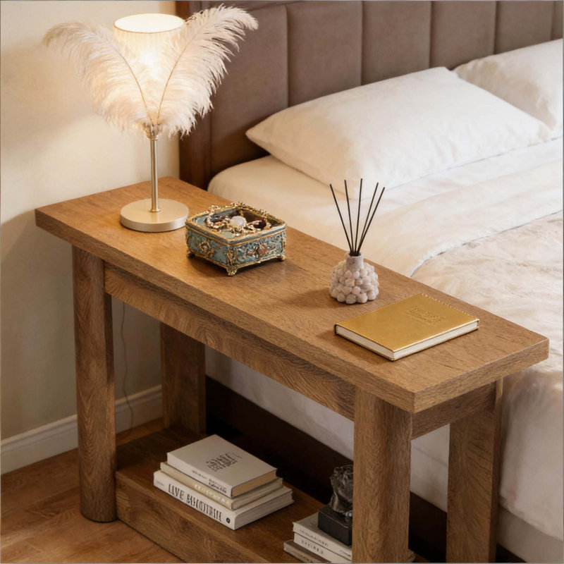 2-Tier Foyer Table,Entryway Sofa Table,Console Table, Brown Oak