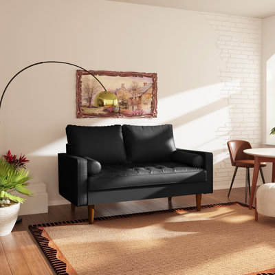 58" Faux Leather Square Arm Loveseat
