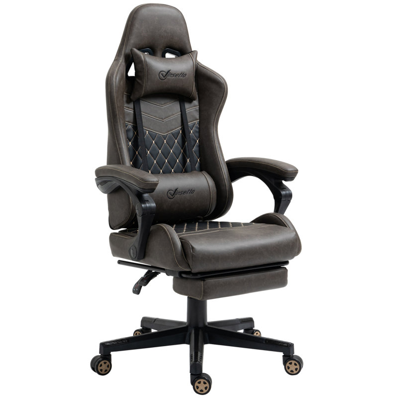 Racing Gaming Chair Diamond PU Leather Office Gamer Chair High Back Swivel Recliner With Footrest, Lumbar Support, Adjustable Height