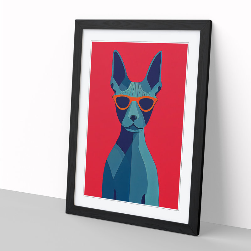 Sphynx Cat - Single Picture Frame Print, 46cm H x 34cm W x 2cm D, Walnut