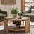 Round Mixed Material Coffee Table With Shelf-1342383414
