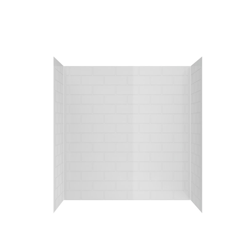 Streamline DSH-1100-100 32 in. L x 60 in. W x 55 in. H 3-Piece Glue-Up Alcove Bathtub Wall Surround in White Tile Finish