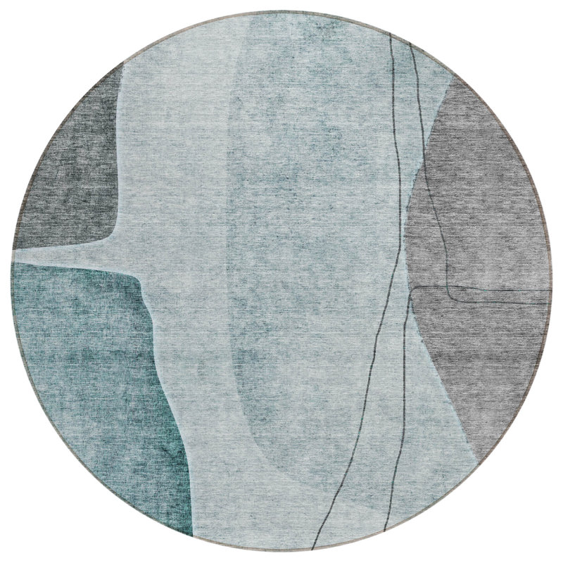 Charlisha Washable Abstract Indoor / Outdoor Rug, Round 8'