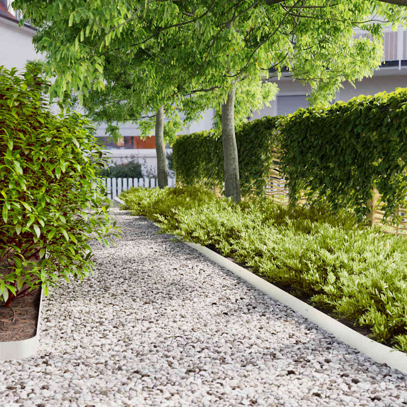 Lawn Edgings 10 Pcs Cold-Rolled Steel, White, 10cm H x 103cm W x 0.05cm D