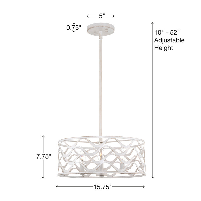 3 - Light Dimmable Drum Chandelier