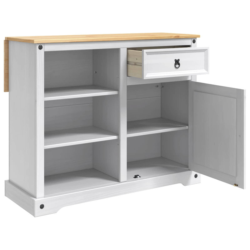 Solid Wood Kitchen Island, White