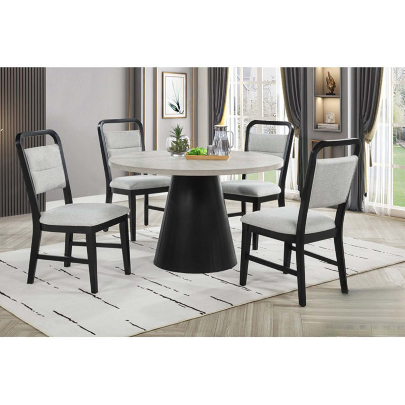 Table de salle à manger contemporaine de 5 pièces avec 4 chaises d'appoint rembourrées Contemporary