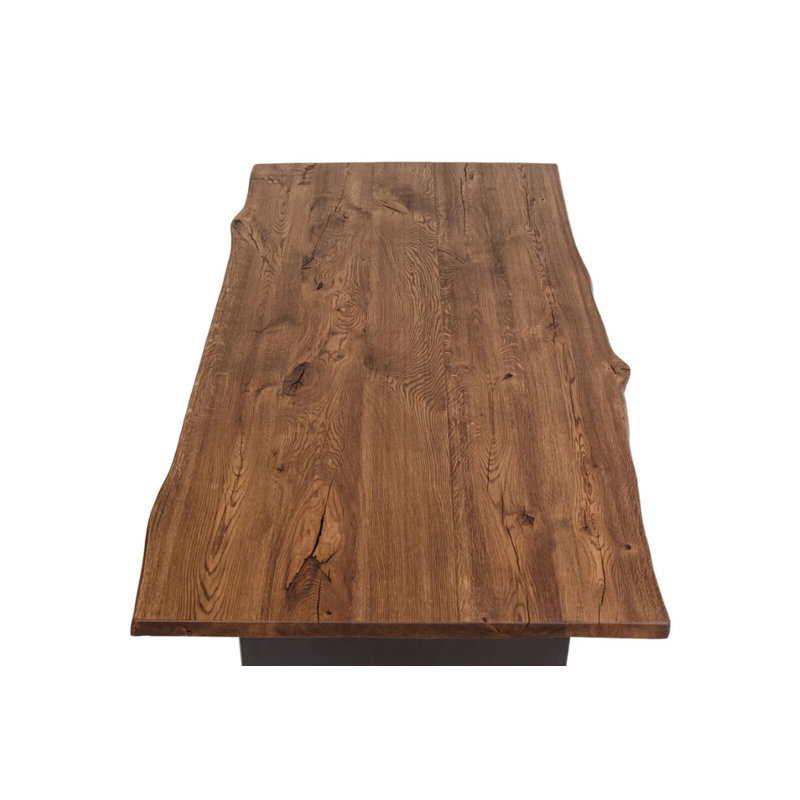 Nassrin Solid Wood Top Metal Base Dining Table
