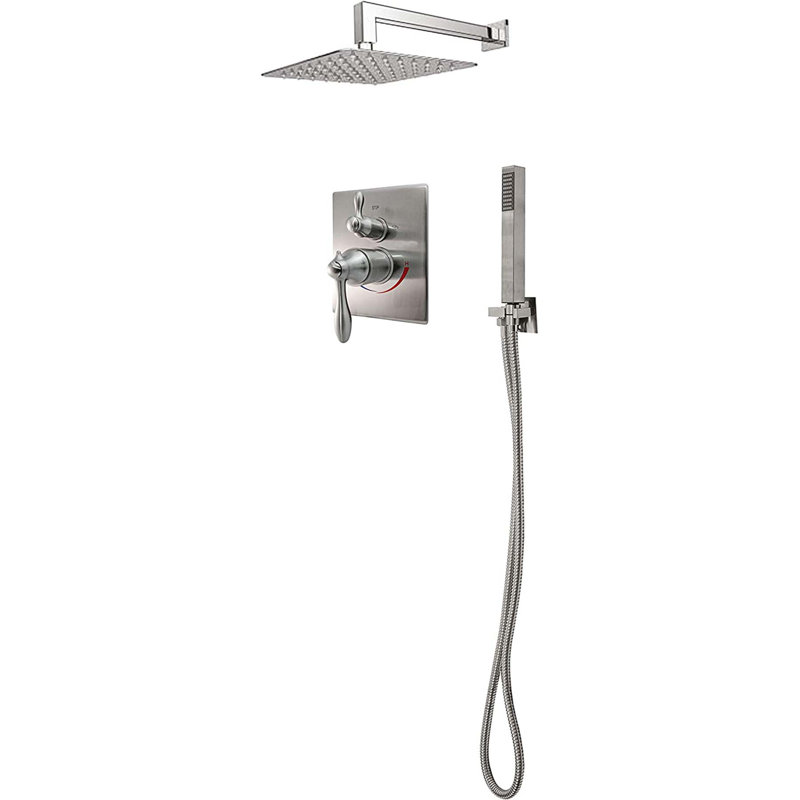 KBFmore 8" Stainless Steel Rain Style Shower Head with Handheld Sprayer, Brushed