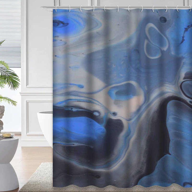 Rideau de douche bleu imperméable, rideaux de douche pour la salle de bain avec 12 crochets, 72" L x 72" W
