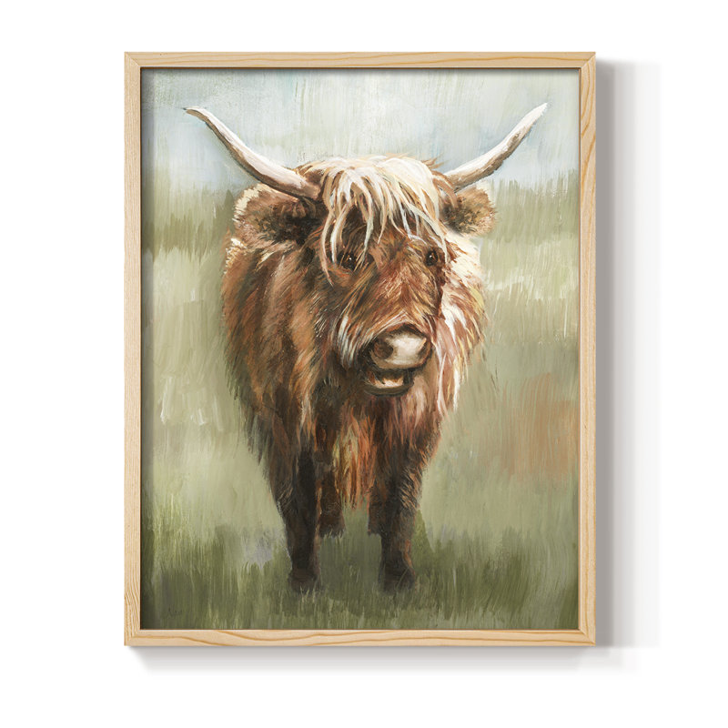 «Happy Highlander», reproduction encadrée - bois massif, Naturel, H 21 po x l 17 po