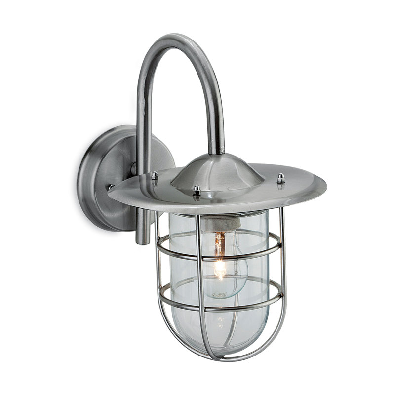 Cage 32cm H Outdoor Barn Light, Stainless Steel
