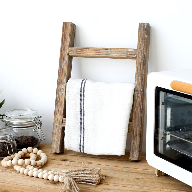 Échelle à serviette en bois pour comptoir, Brun
