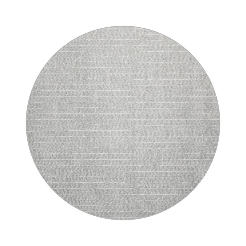 Tapis gris cendré touffeté à la main à motif de chevrons, Rond 6 pi